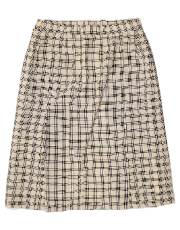 VINTAGE Womens A-Line Skirt W30 Medium Off White Check corduroy skirt durable