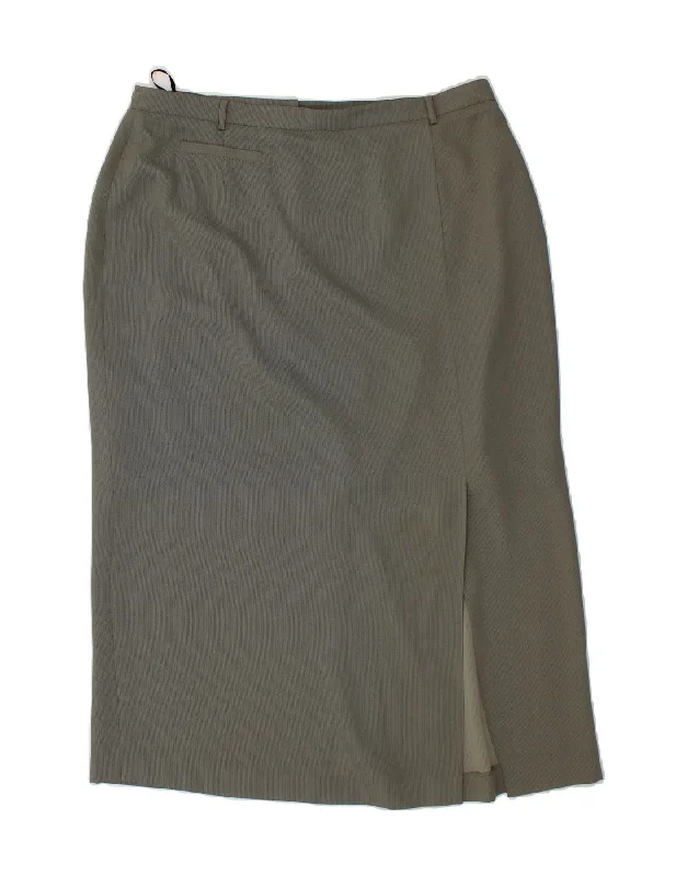 VINTAGE Womens Pencil Skirt UK 22 3XL W38 Grey Polyester chiffon skirt airy