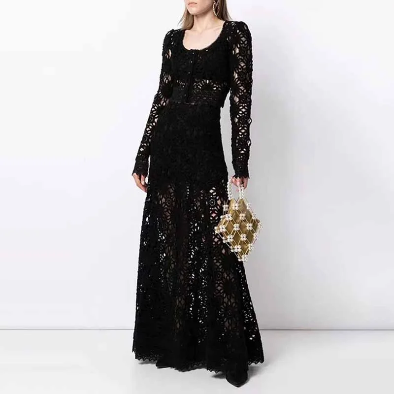 Women's long sleeve lace skirt suit two pieces wedding party suit velvet skirt rich